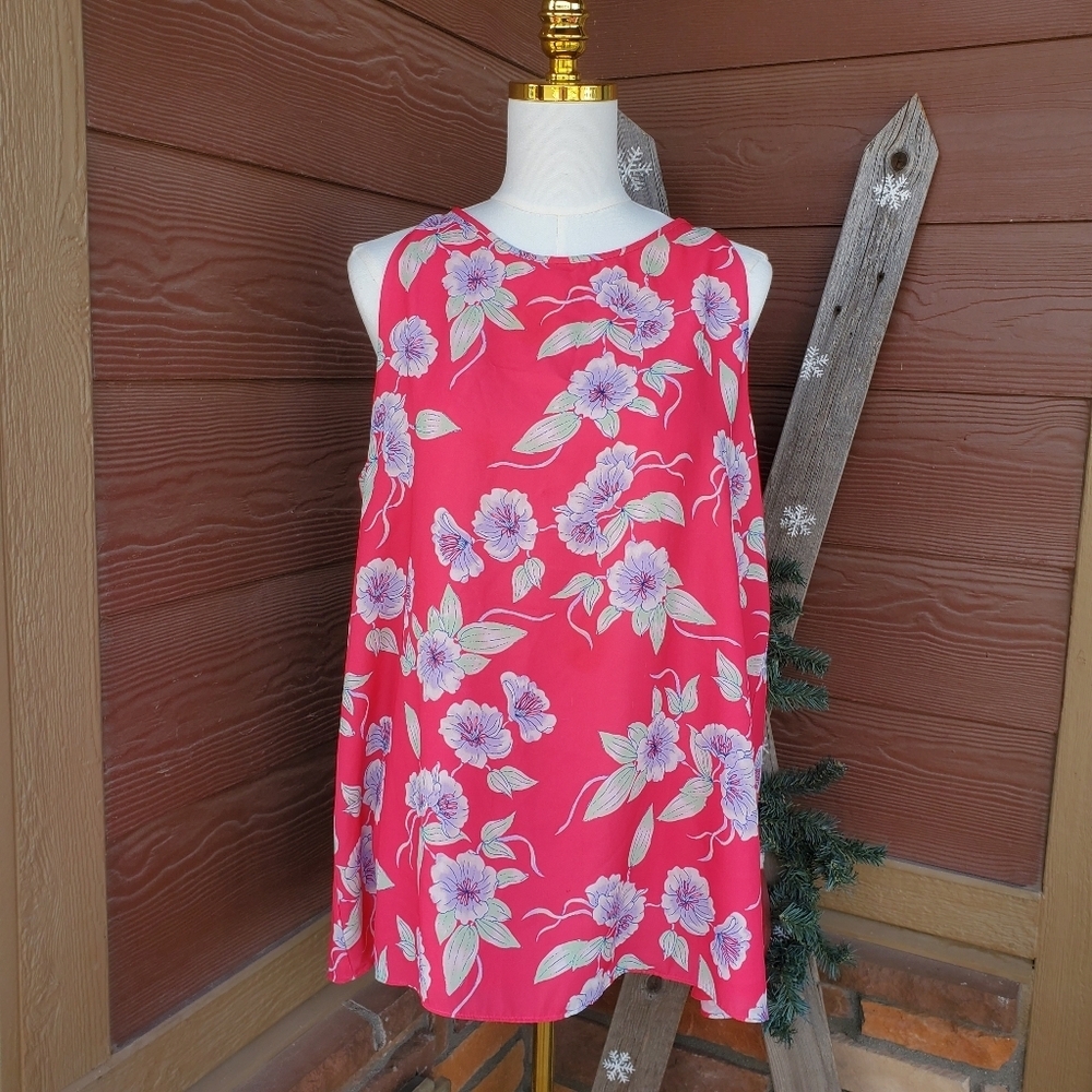 Emma & Olivia Coral Pink Floral Sleeveless Flowy Women's Blouse Size XL NWOT - Picture 13 of 16